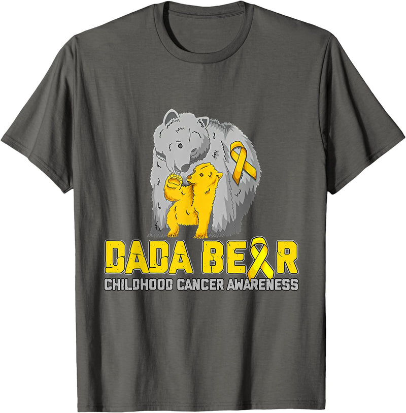 Cute Bear Support Childhood Cancer Awareness Dada Bear Support Childhood Cancer Awareness T-Shirt - Asphalt Grey