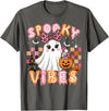 Cute Boo Leopard Halloween Costumes Spooky Vibes Cute Boo Ghost Halloween Costumes Girls T-Shirt - Asphalt Grey