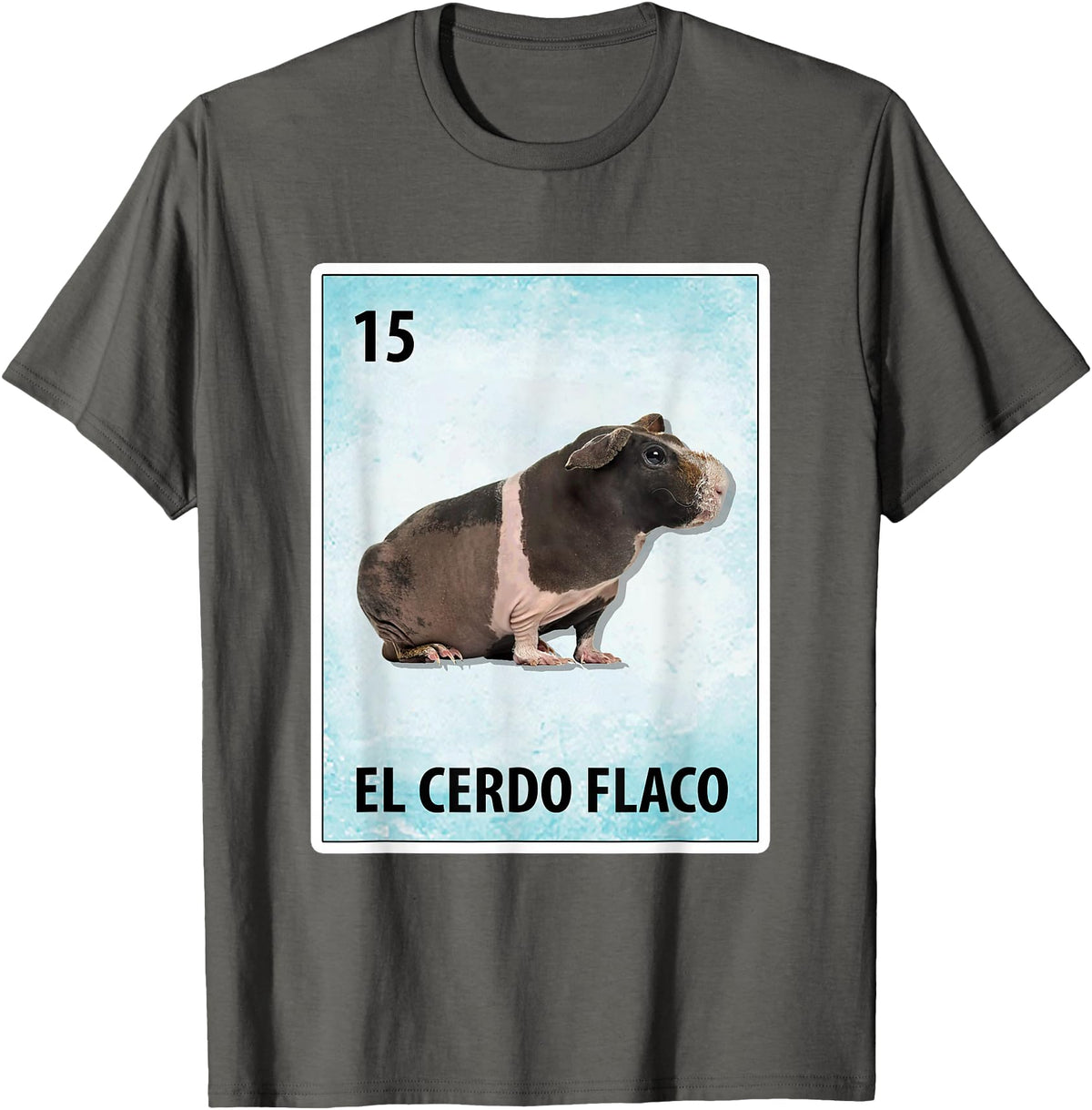 Skinny Pig Mexican Tee El Cerdo Flaco Mexican Skinny Pig Cards T-Shirt - Asphalt Grey