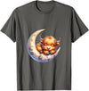 Cute Baby Highland Cow Sleeping on the Moon Heifer Farm T-Shirt - Asphalt Grey