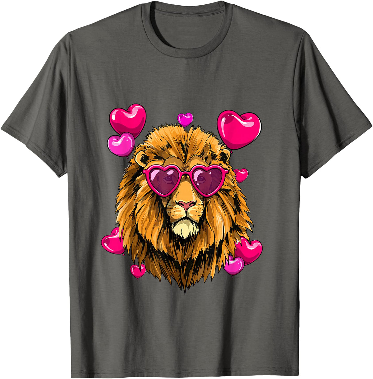 Wowsome! Valentines Day Lion Funny Lion Lover T-Shirt - Asphalt Grey