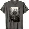 Giant Puffy Hamster Funny Destroying Retro City Picture T-Shirt - Asphalt Grey