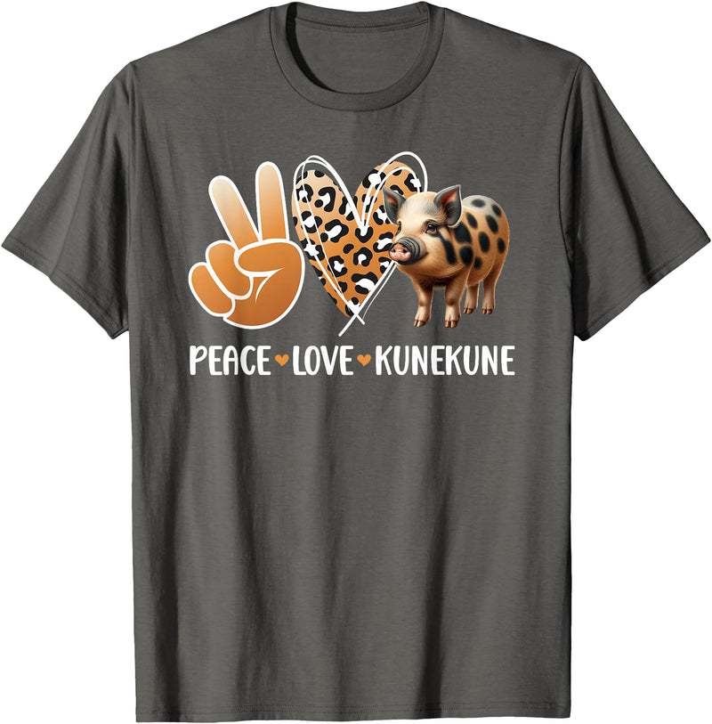 Cute Kunekune Pig Lover Kunekune Pig Boy Peace Love Kunekune Pig Lover Kunekune Pig Girl T-Shirt - Asphalt Grey