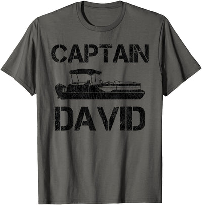 Captain David Pontoon Personalized Boat Name Fishing Trip T-Shirt