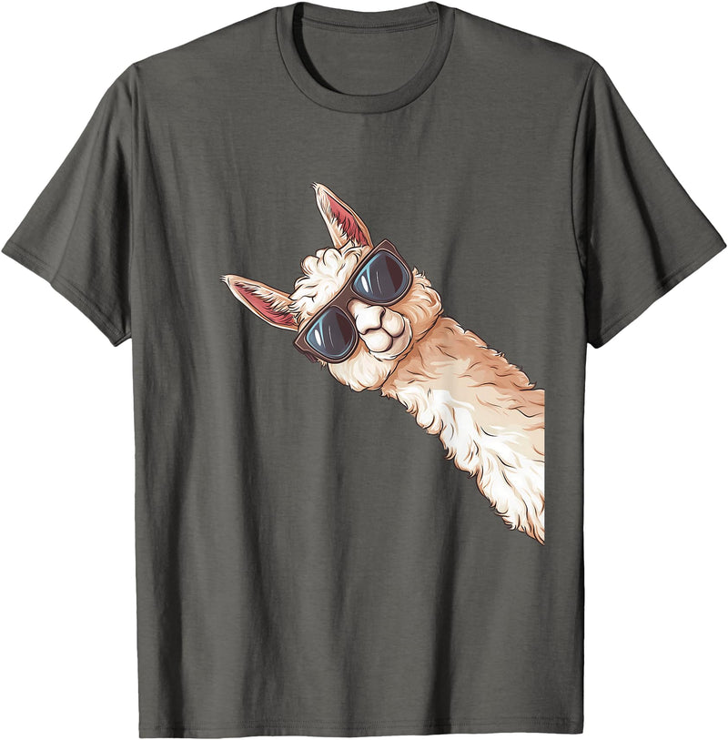 Ällamaco. Llama Alpaca Lama Sunglasses T-Shirt - Asphalt Grey