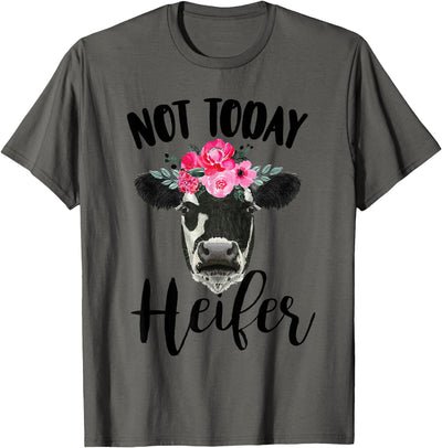 Long Cow Day Designz Not Today Heifer Funny Floral Cow Dairy T-Shirt