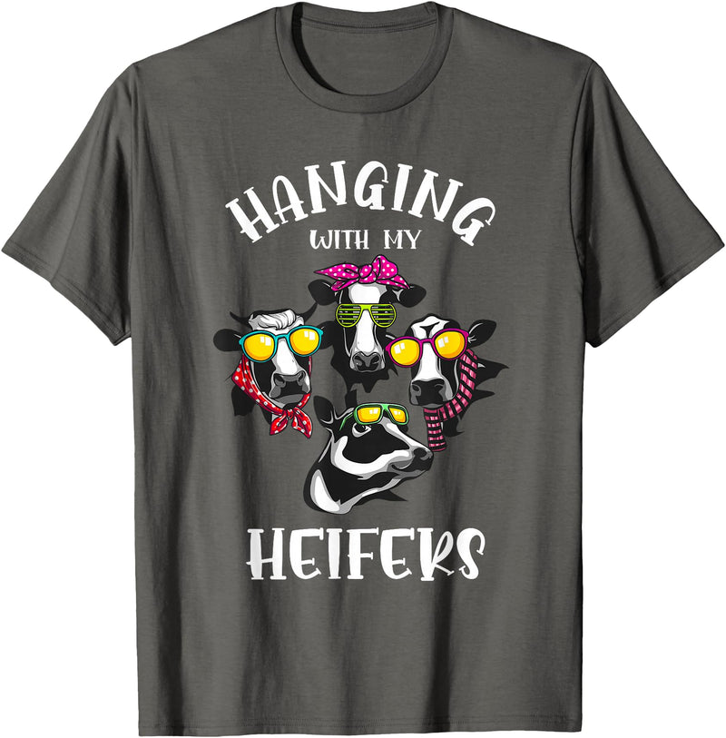 Cute Cow Herder Lady Animal Farm Lover Designs Funny Hanging with My Heifers Gift for Women Cow Farmer Girl T-Shirt -