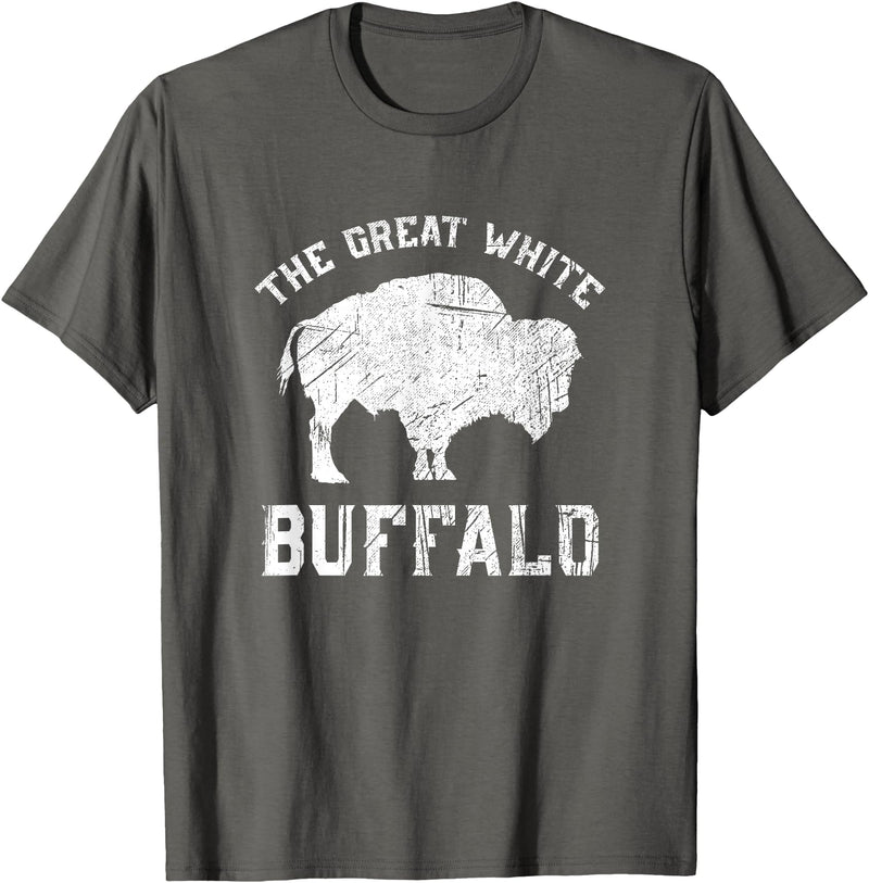 We Are Wildlife The Great White Buffalo T-Shirt Native American Inspired T-Shirt - Asphalt Grey