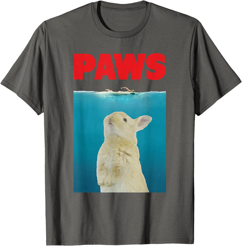 Paws Bunny Funny Parody Rabbit Lover Gifts T-Shirt in Asphalt Grey