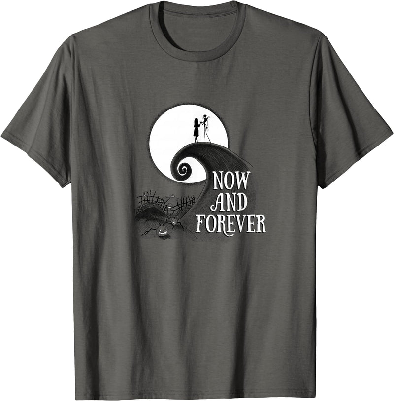 Disney The Nightmare Before Christmas - Jack & Sally Now & Forever T-Shirt - Asphalt Grey