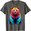 Bear Lover Gift Co. Polar Bear Polygon Animal Art Colorful Graphic Polar Bear T-Shirt - Asphalt Grey