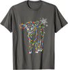 Cow Christmas Light Tree Cow Xmas Snow Lover T-Shirt - Asphalt Grey