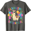 Llamazing Birthday Gifts Llama Llama Birthday LLamazing Party Llama Balloons T-Shirt - Asphalt Grey