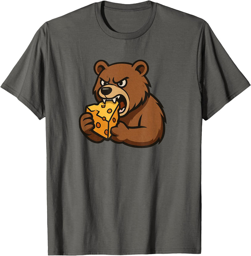 Chi City Designs Bear Eating Cheese T-Shirt - Asphalt Grey