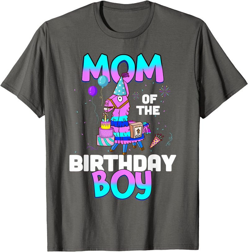 Llama Boys Kids Lovers Creations Llama Mom Shirt - Birthday Boy’s Cute Matching Party Outfit T-Shirt - Asphalt Grey