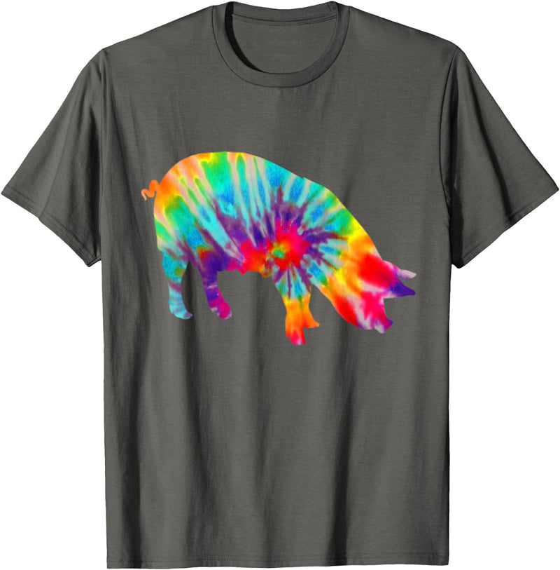 Pig Tie Dye Vintage Farmer T-Shirt - Asphalt Grey