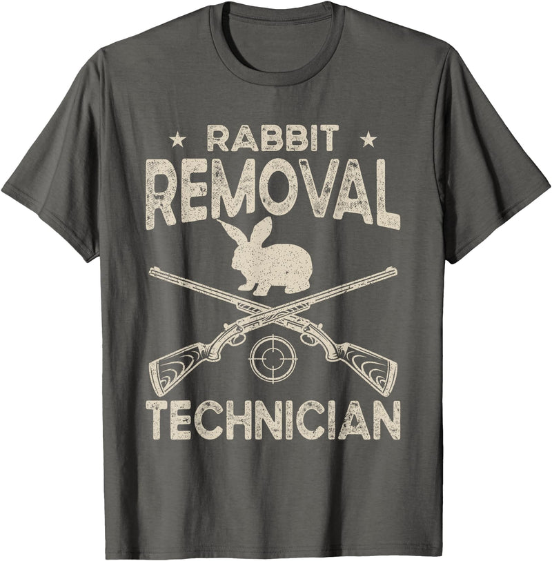 Funny Rabbit Hunting Rabbit Hunter Rabbit Removal Technician T-Shirt in Asphalt Grey