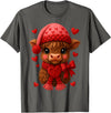 Coquette Bow Highland Cow Valentine Women Girls. Highland Cow Valentines Day Funny Hearts Valentine Cow Women T-Shirt -