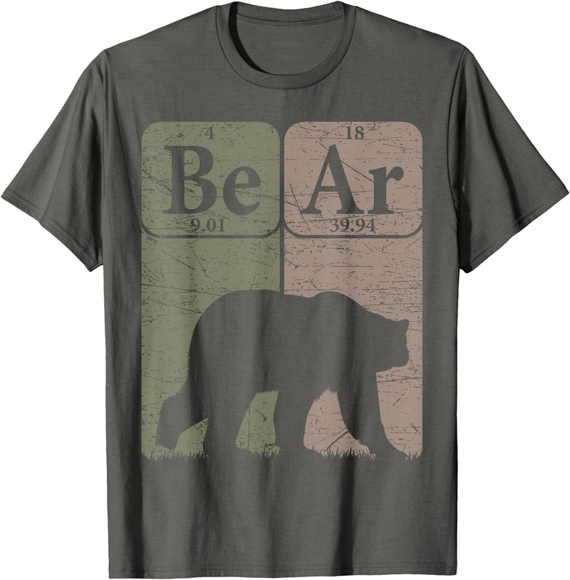 Bear Periodic Chemistry Elements Retro Arctophile Bear Periodic Table Elements Grizzly Bear Vintage Arctophile T-Shirt - Asphalt Grey