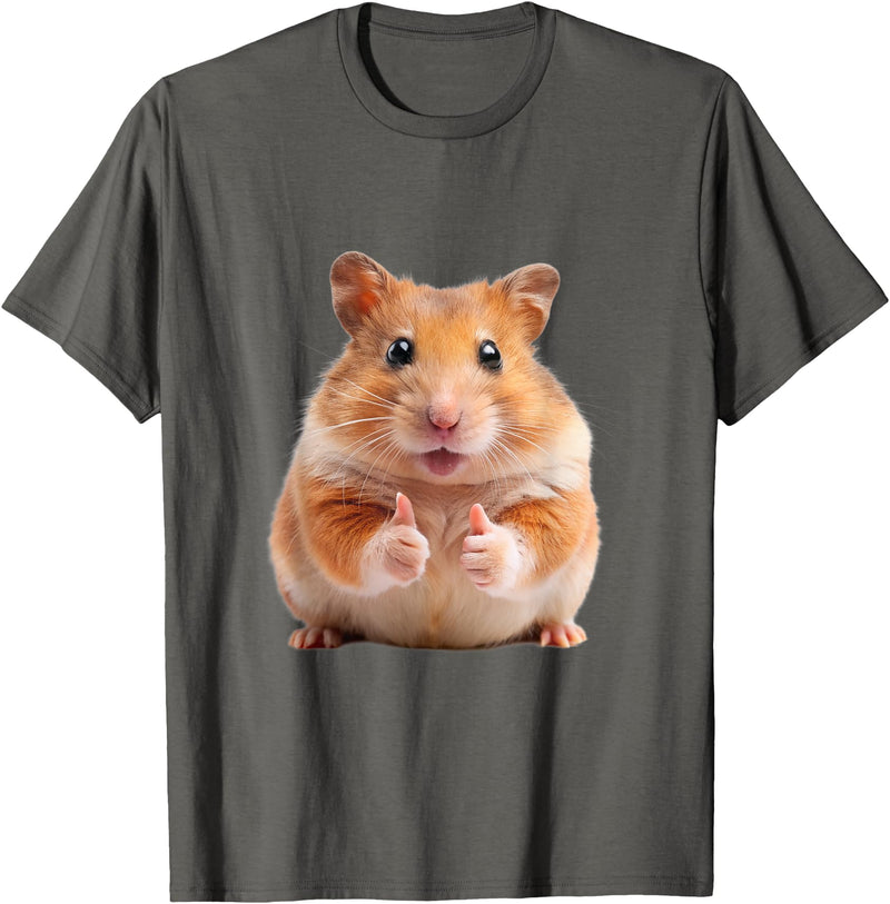 Funny Hamster with Thumbs Up T-Shirt - Asphalt Grey