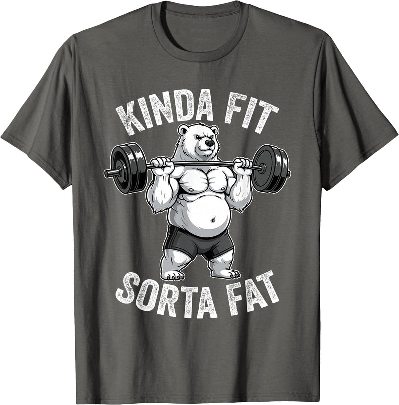 Iron Jungle Apparel Kinda Fit Sorta Fat Polar Bear Gym Weightlifting Workout T-Shirt - Asphalt Grey