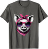 Fashionable Animals Wearing Pink Bandanas Pig Wearing A Pink Bandana Headband And Sunglasses T-Shirt - Asphalt Grey