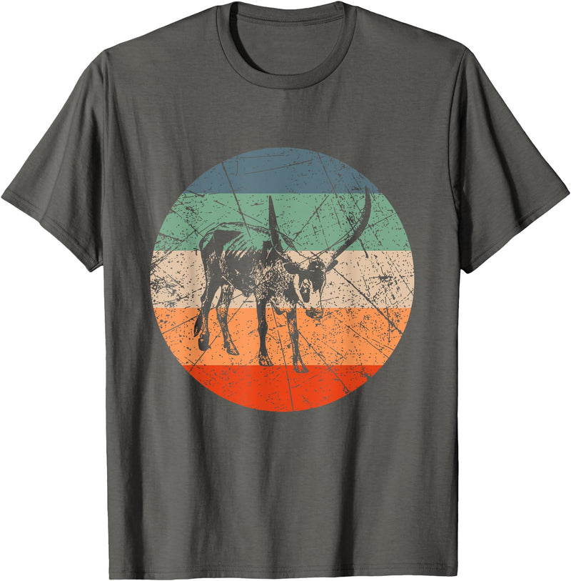 Retro Watusi Gift for Men, Women, Dad & Mom Retro Cow Silhouette - Cattle Farmer Vintage Watusi T-Shirt - Asphalt Grey