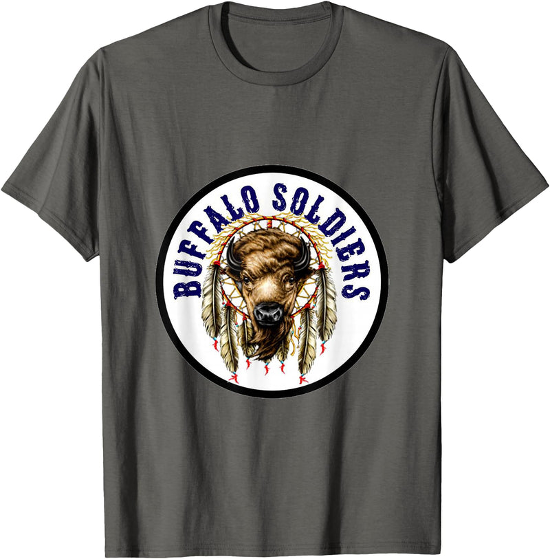 Mostly Art Stuff The Buffalo Soldiers of 1886 Dreamcatcher Art T-Shirt - Asphalt Grey