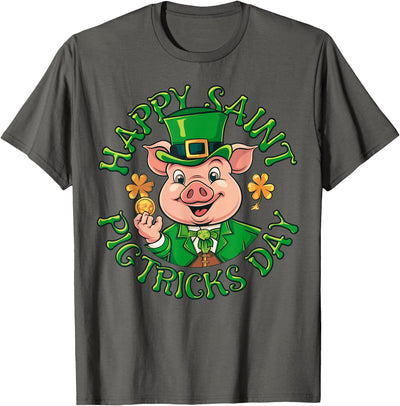Happy Saint Pigtricks Day St Patricks Pig Leprechaun Funny T-Shirt
