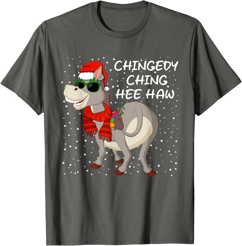 Christmas Shirts Pajamas PJ Men Women Kids Gifts Christmas Donkey Italian Xmas Funny Donkey Lover Pajamas T-Shirt - Asphalt