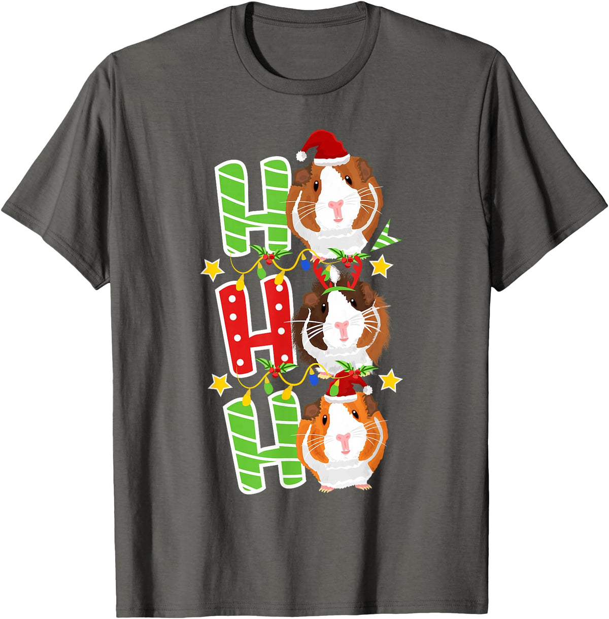 Cute Cavy Guinea Pig Clothes Accessories Piggie Santa Christmas Guinea Pig Lover Owner Stuff Piggy Cavy T-Shirt - Asphalt Grey