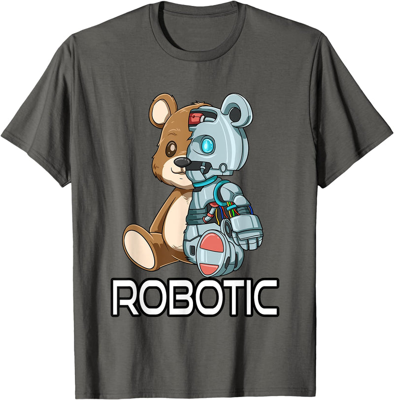 Robot Bear Machine Funny Bear Robot Robotic Cuddling Cyborg T-Shirt - Asphalt Grey