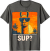 Uniquely Funny Llama lover Gifts Cool Llama Sup? T-Shirt - Asphalt Grey