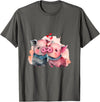 Unique Pig Lover Decor & Apparel Gifts Shop Two Loving Pigs In Love Heart Valentine's Day Pig T-Shirt - Asphalt Grey