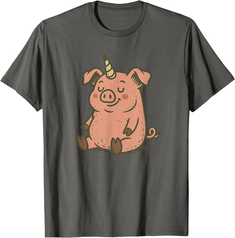 Funny Pig Outfit Unicorn Pig Costume for Funny Pigs and Unicorns Lovers T-Shirt - Asphalt Grey