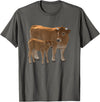 Bauernhof-Tiere von CSForest Aubrac Cow and Aubrac Calf Cattle Farm Animals T-Shirt - Asphalt Grey