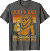 Lion Papa Funny Fathers Day Dad Husband Apparel Vintage Lion Just A Dad Who Always Came Back With The Milk T-Shirt - Asphalt Grey
