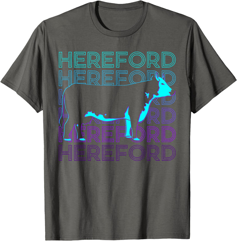 Hereford Gifts Hereford Cattle Hereford Cow Farmer Retro T-Shirt - Asphalt Grey