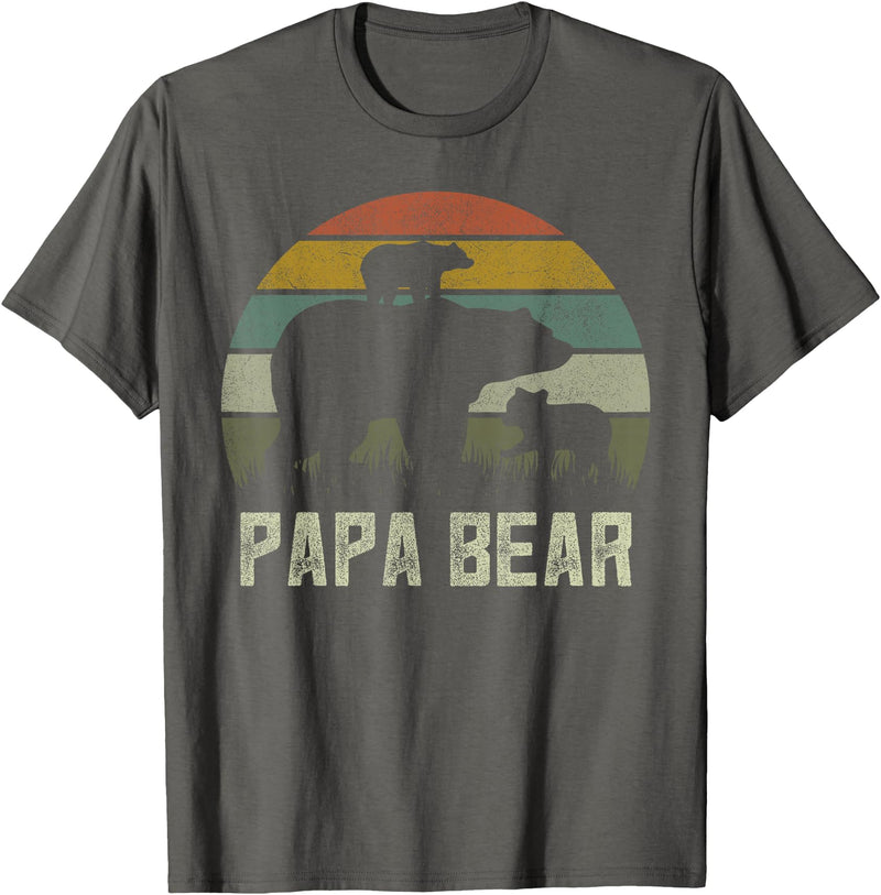Bear Cubs Family Matching Gifts & Shirts Clothing Funny Papa Bear Shirts, Cub 2 Kids Fathers Day Grandpa T-Shirt - Asphalt Grey