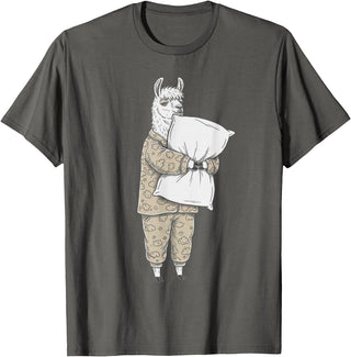 Sleeping & Napping Funny Designs For Nap Lovers Funny Sleepy Llama Alpaca Pajama Women Kids Boys And Girls T-Shirt - Asphalt Grey