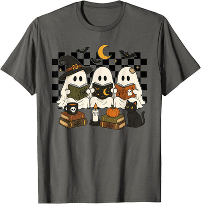 Spooky Book Club Halloween Reading Apparel Spooky Book Club Reading Ghosts Funny Halloween T-Shirt