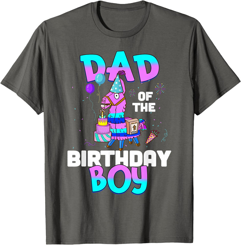 Llama Boys Kids Lovers Dad Fathers Creations Llama Birthday T-Shirt; Birthday Boy Shirt for Dad Father T-Shirt - Asphalt Grey