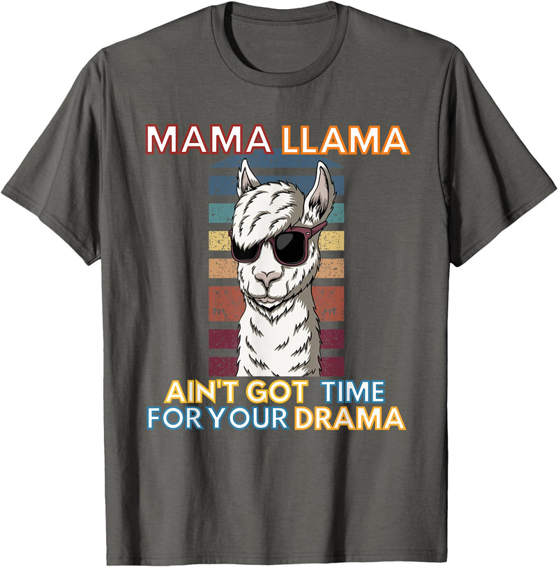 Mama Llama Designs Mama Llama Mom Funny Saying Cute Design For Men Women Kids T-Shirt - Asphalt Grey