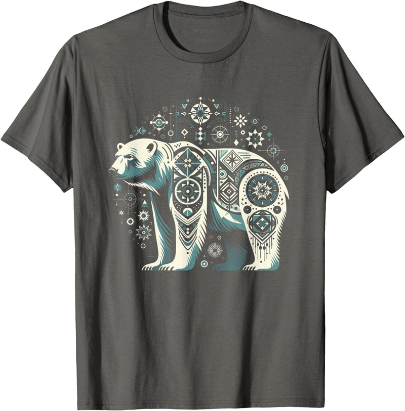 Synthwaive Tribal Polar Bear | Men Women (XS - 6XL+) | Graphic T-Shirt - Asphalt Grey