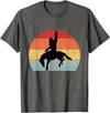 Bigfoot Rodeo Gear Bigfoot Riding a Horse Rodeo Retro Sunset Funny T-Shirt - Asphalt Grey