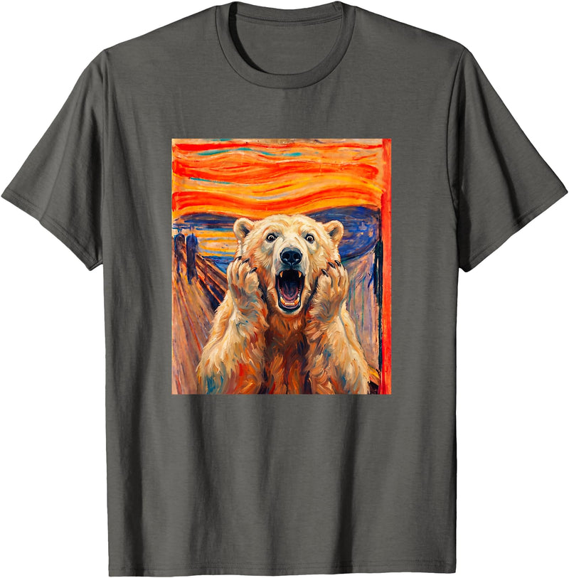 Polar Bears Polar Bear the scream meme The Scream Art Funny Polar Bear Meme T-Shirt - Asphalt Grey