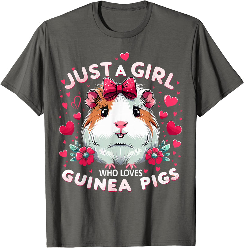 Cute Guinea Pig Gifts Just A Girl Who Loves Guinea Pigs Lover Mom T-Shirt - Asphalt Grey