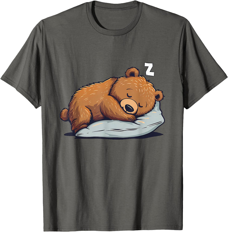 Cute Sleeping Animals Napping Bear Sleeping Sleepy Bear Cute Bear Sleeping T-Shirt - Asphalt Grey