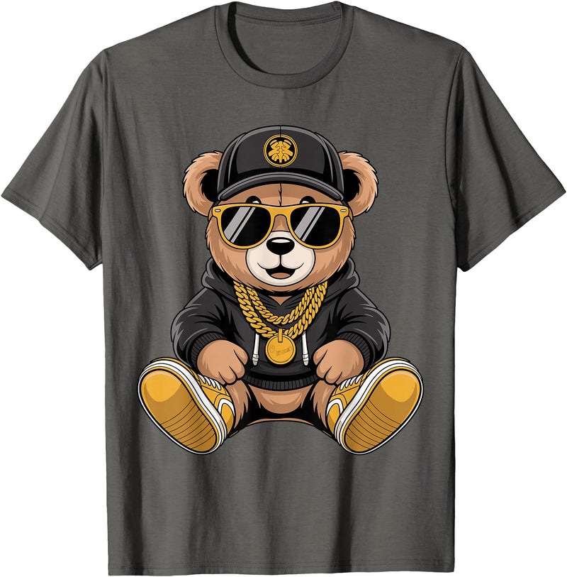 Magical and Funny Teddy Bear Gifts Cool Teddy Bear Hip Hop T-Shirt - Asphalt Grey