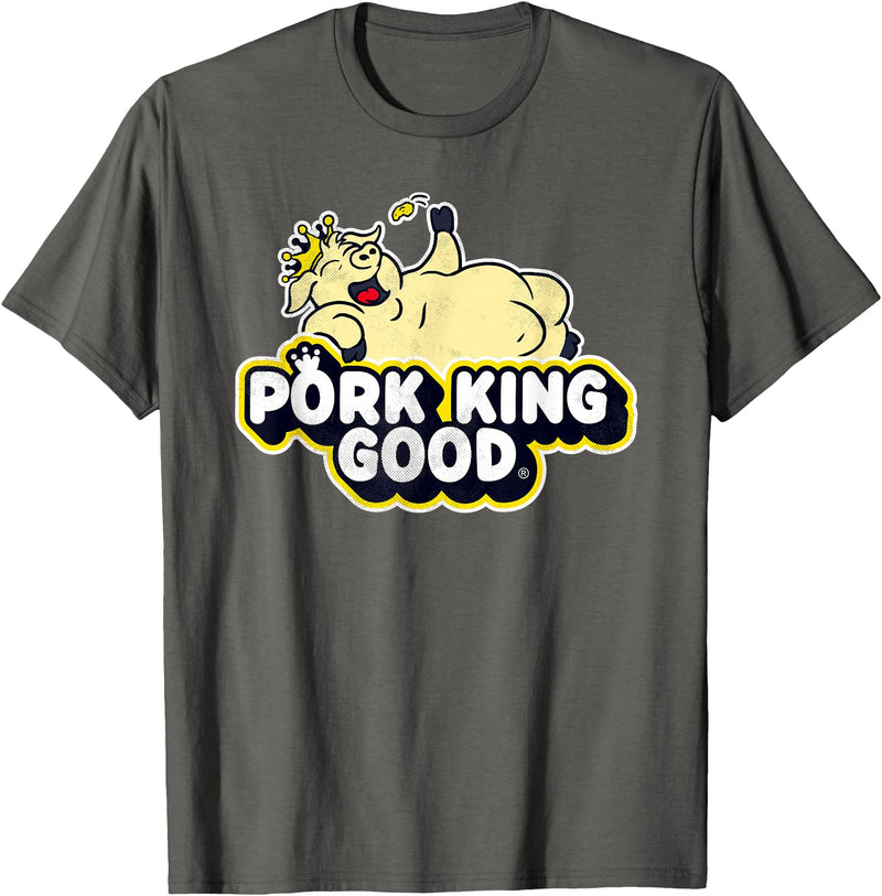 Pork King Good 70's Throwback Pig Logo T-Shirt - Asphalt Grey
